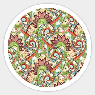 Paisley Print with Vintage Floral Motifs Sticker